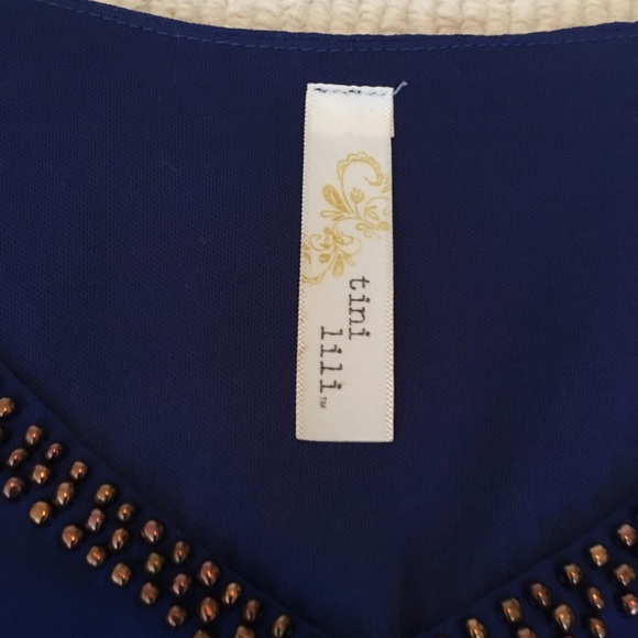 Short Sleeve Embellished Navy Dress - Picture 3 of 5